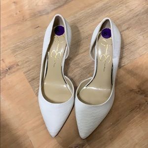 Jessica Simpson white pumps